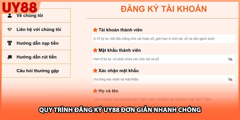 Quy trình đăng ký UY88 đơn giản nhanh chóng